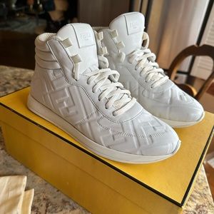 Fendi High Top Ff Logo Sneakers White 38